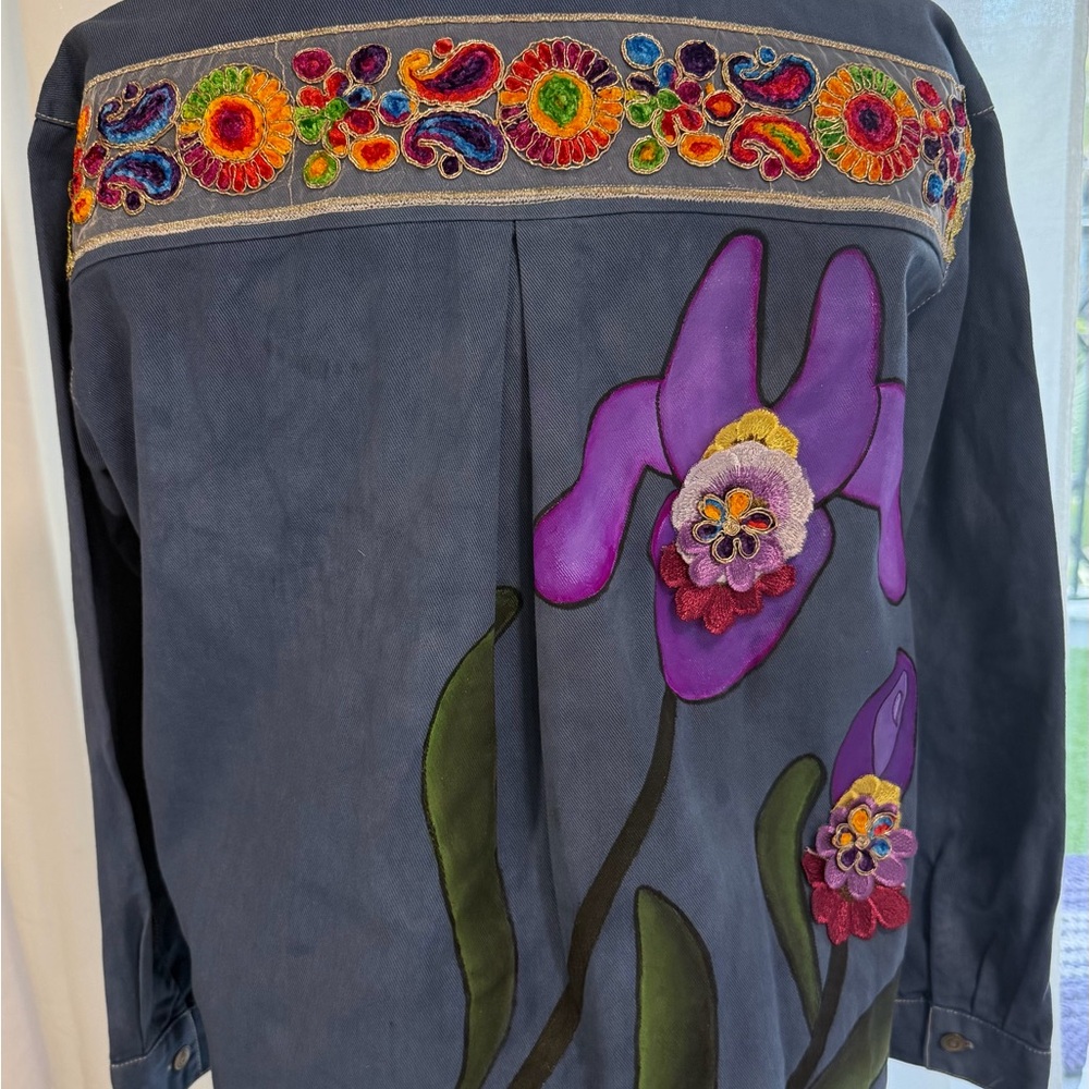 Floral Embroidered Denim Shirt
